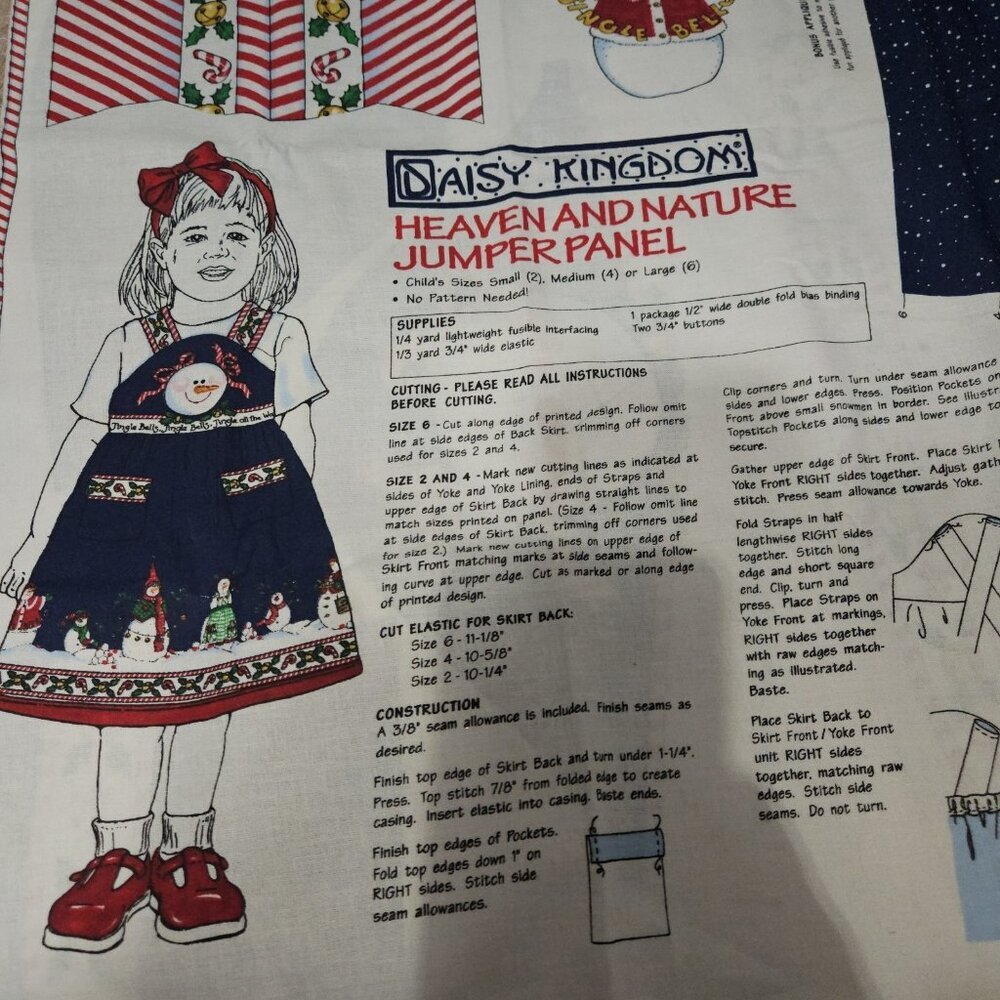 DAISY KINGDOM HEAVEN AND NATURE JUMPER PANEL CHILD SIZE 2 TO 6 EASY CUT & SEW